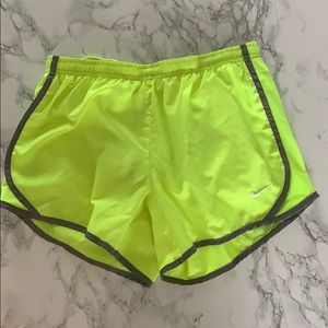 Nike lime green running shorts